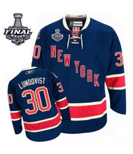 NHL Henrik Lundqvist New York Rangers Authentic Third 2014 Stanley Cup Reebok Jersey - Navy Blue
