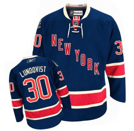 NHL Henrik Lundqvist New York Rangers Authentic Third Reebok Jersey - Navy Blue