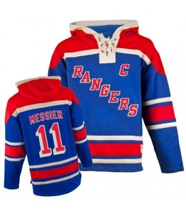 NHL Mark Messier New York Rangers Old Time Hockey Authentic Sawyer Hooded Sweatshirt Jersey - Royal Blue