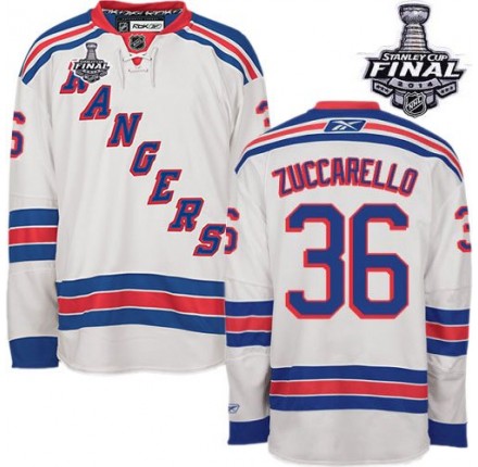 NHL Mats Zuccarello New York Rangers Authentic Away 2014 Stanley Cup Reebok Jersey - White