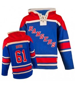 NHL Rick Nash New York Rangers Old Time Hockey Authentic Sawyer Hooded Sweatshirt Jersey - Royal Blue