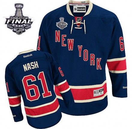 NHL Rick Nash New York Rangers Authentic Third 2014 Stanley Cup Reebok Jersey - Navy Blue