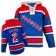 NHL Brian Leetch New York Rangers Old Time Hockey Authentic Sawyer Hooded Sweatshirt Jersey - Royal Blue