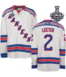 NHL Brian Leetch New York Rangers Authentic Away 2014 Stanley Cup Reebok Jersey - White
