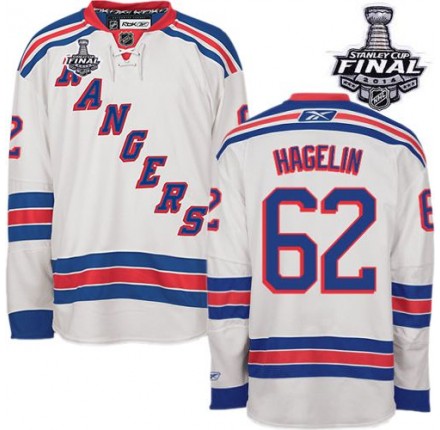 NHL Carl Hagelin New York Rangers Authentic Away 2014 Stanley Cup Reebok Jersey - White