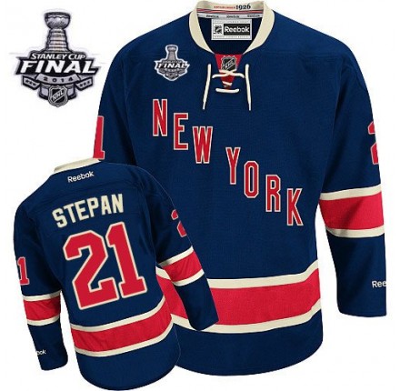 NHL Derek Stepan New York Rangers Authentic Third 2014 Stanley Cup Reebok Jersey - Navy Blue
