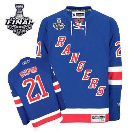 NHL Derek Stepan New York Rangers Authentic Home 2014 Stanley Cup Reebok Jersey - Royal Blue