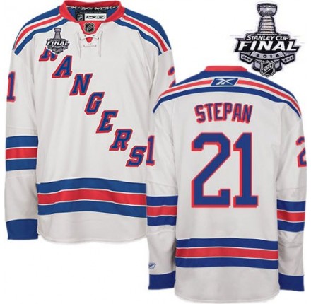 NHL Derek Stepan New York Rangers Authentic Away 2014 Stanley Cup Reebok Jersey - White