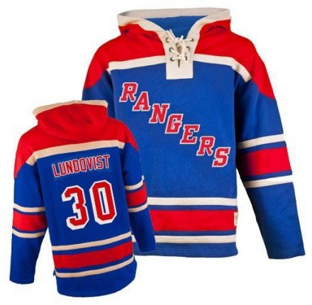 NHL Henrik Lundqvist New York Rangers Old Time Hockey Premier Sawyer Hooded Sweatshirt Jersey - Royal Blue
